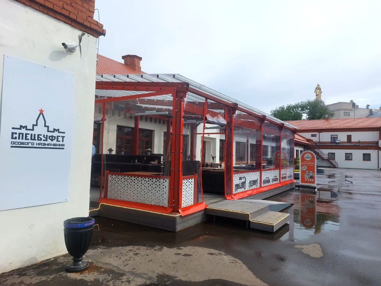 ПВХ шторы для летней террасы кафе в Мещовске